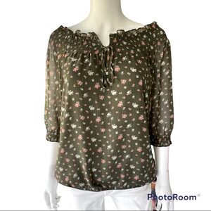 New York & Company Soho Jeans 1/2 Sleeve Floral Top Size Medium